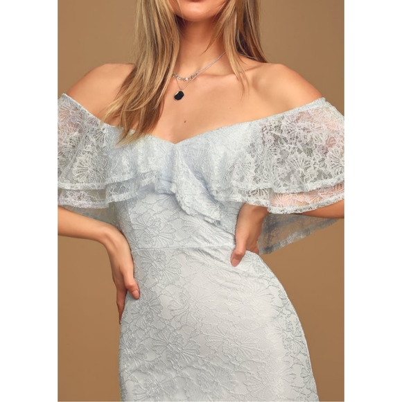 Lulu's Feeling Amorous Light Blue Lace Dress - Picture 3 of 6